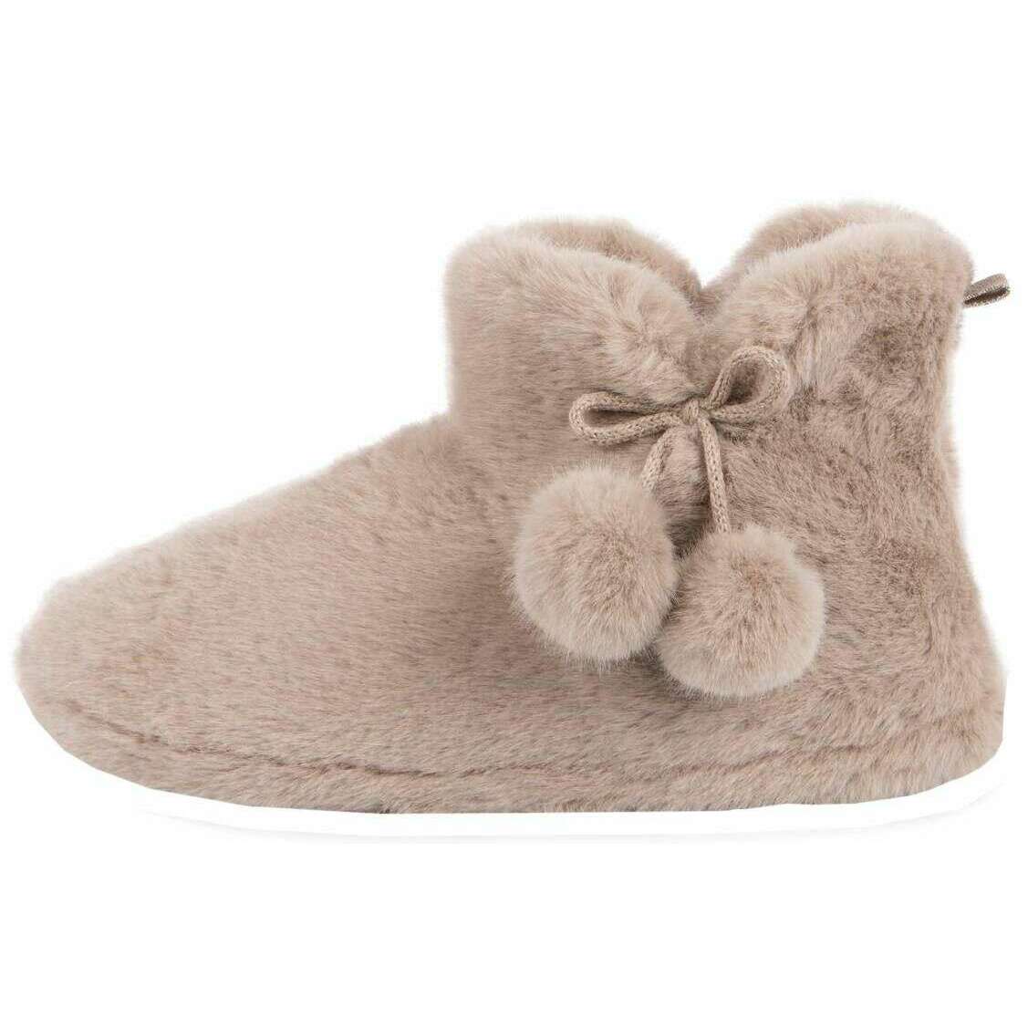 Totes Toasties Faux Fur Boot Slippers - Oat Beige - Image 3