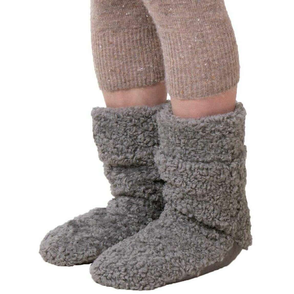 Totes Toasties Faux Fur Bootie Slipper Socks - Charcoal Grey - Image 3