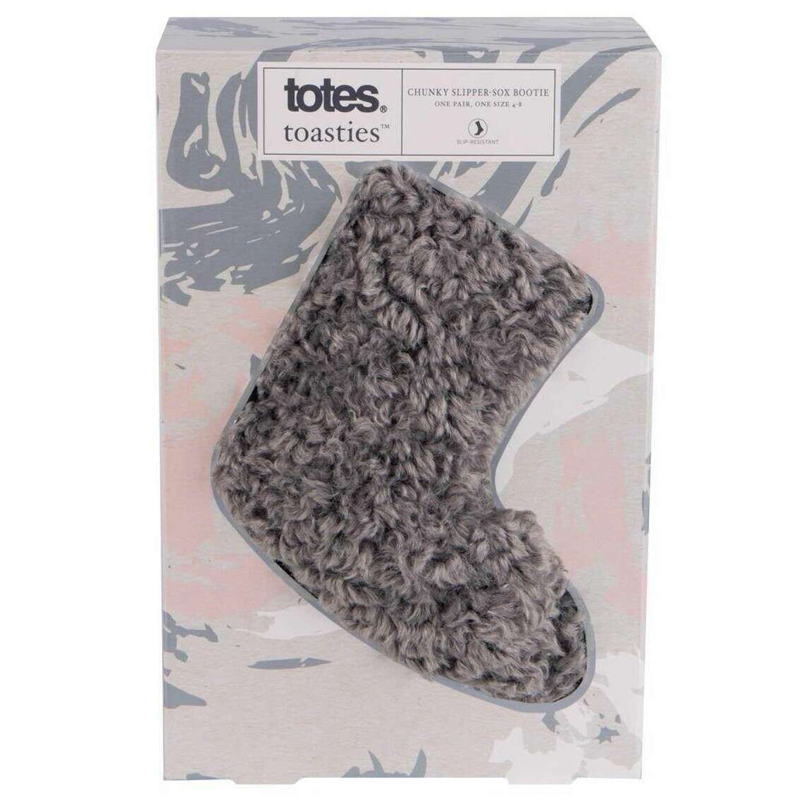 Totes Toasties Faux Fur Bootie Slipper Socks - Charcoal Grey - Image 4