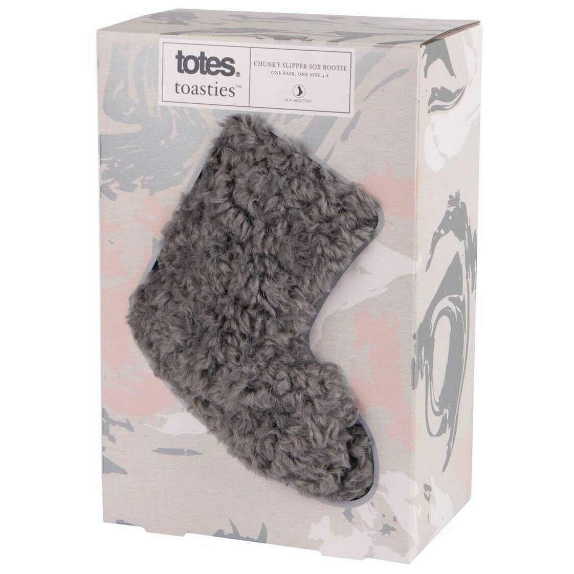 Totes Toasties Faux Fur Bootie Slipper Socks - Charcoal Grey - Image 5