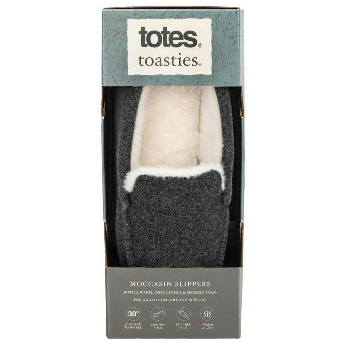 Totes Toasties Felt Moccasin Slippers - Grey - Image 7