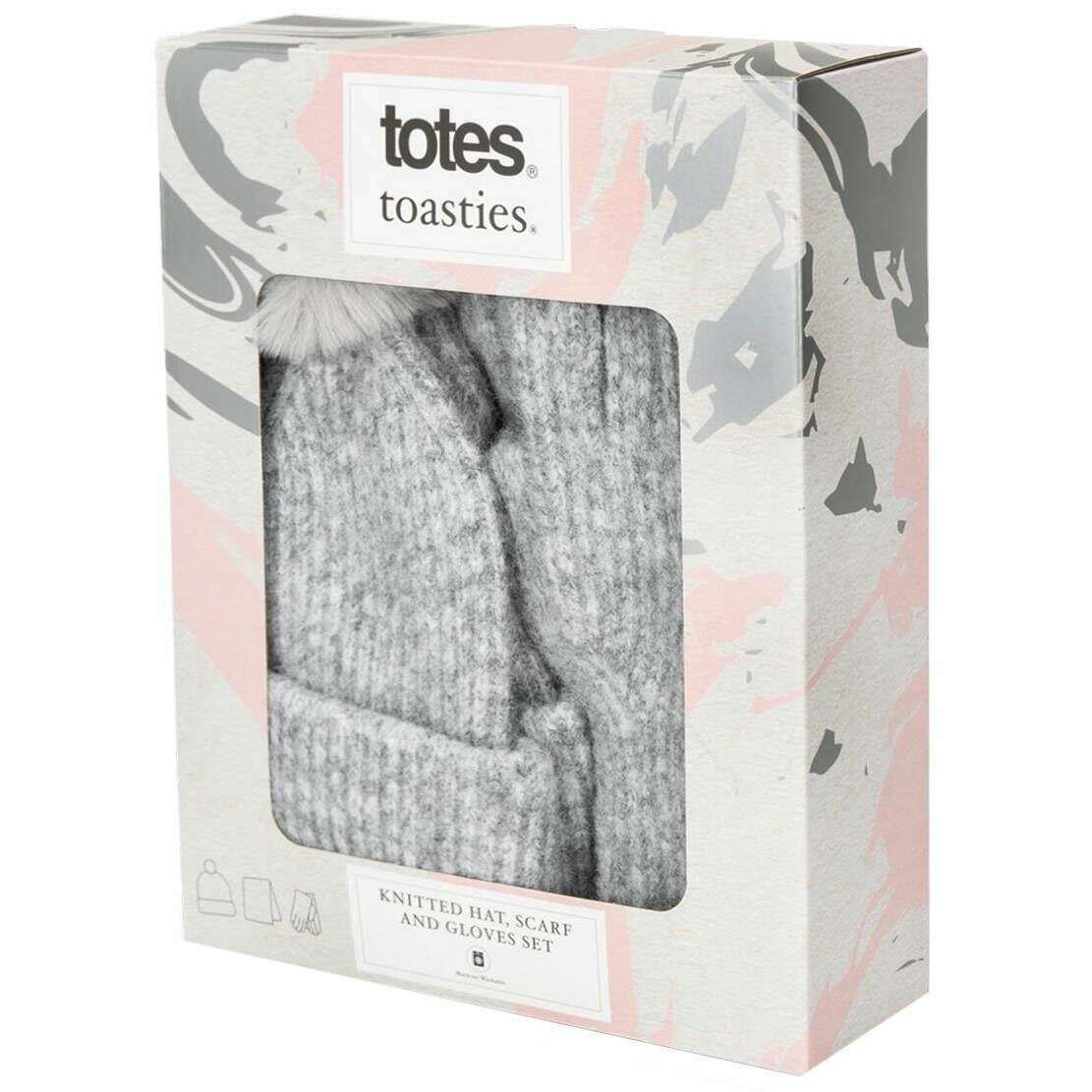 Totes Toasties Knitted Hat Scarf and Glove Gift Set - Grey - Image 4