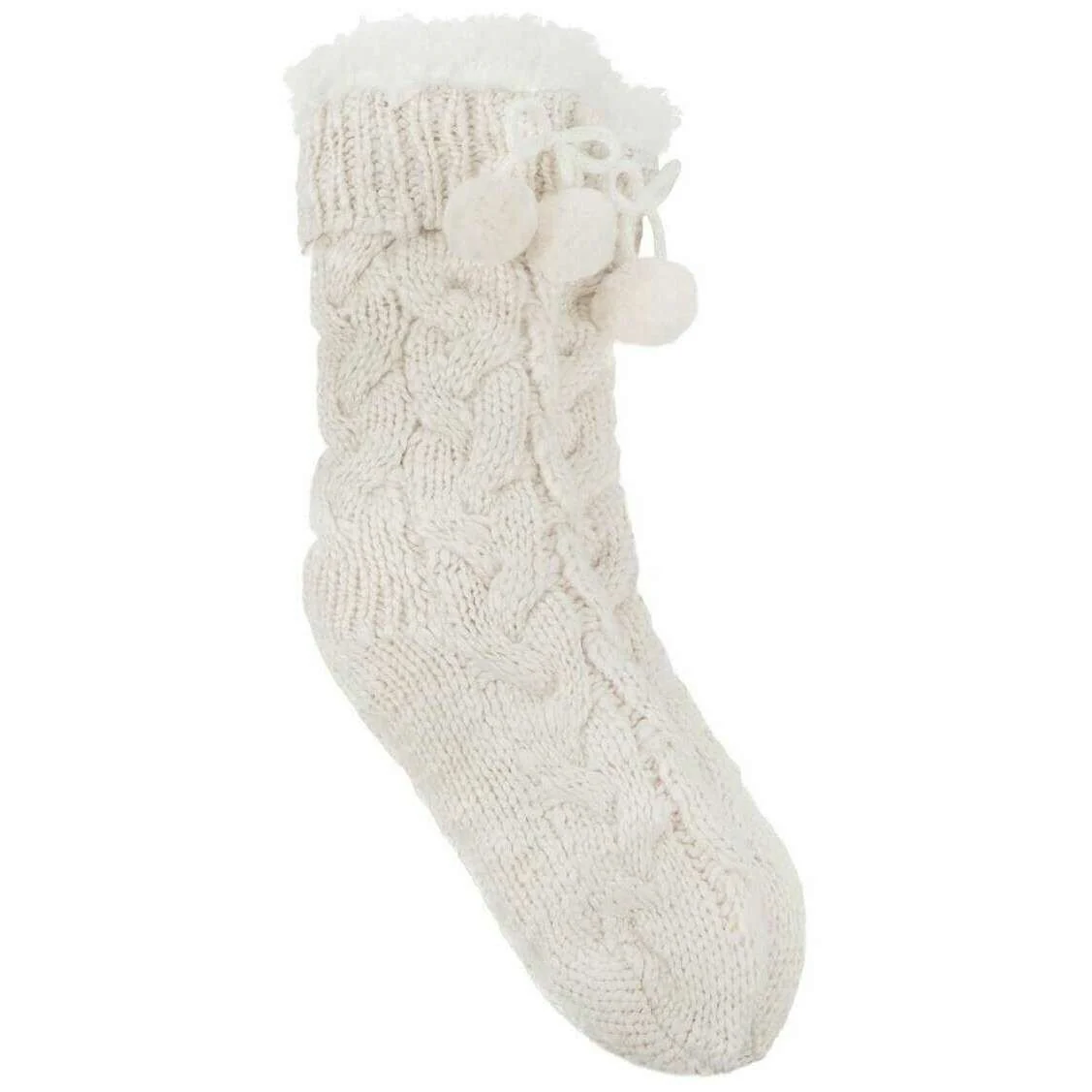 Totes Toasties Luxury Chunky Knit Slipper Socks - Cream