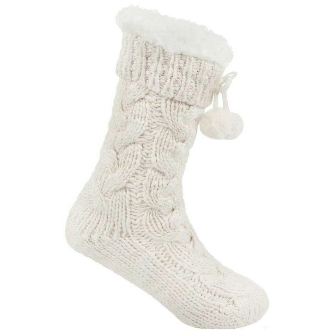 Totes Toasties Luxury Chunky Knit Slipper Socks - Cream - Image 2