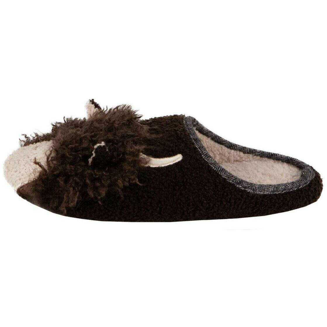 Totes Toasties Novelty Applique Mule Slippers - Brown - Image 3