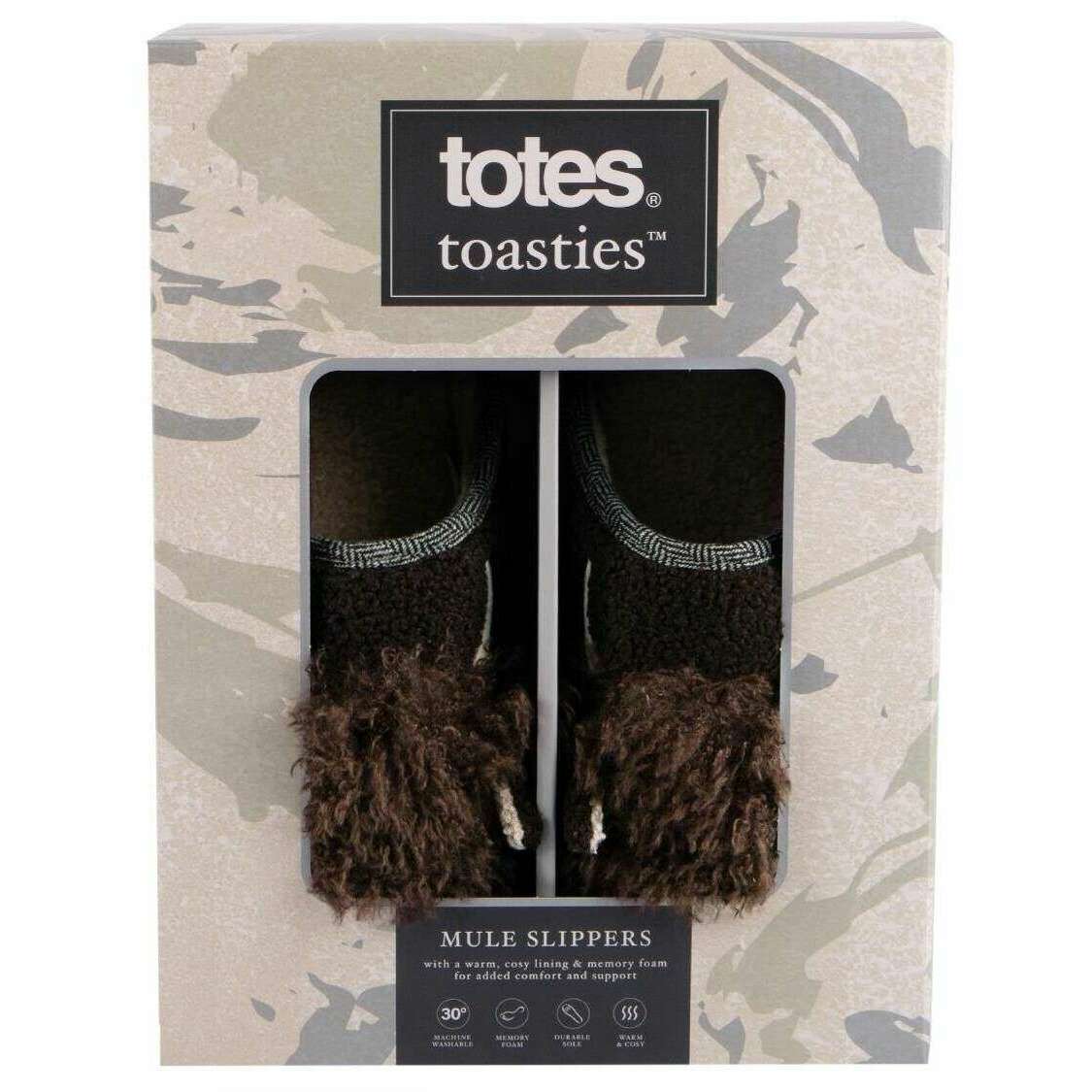 Totes Toasties Novelty Applique Mule Slippers - Brown - Image 7
