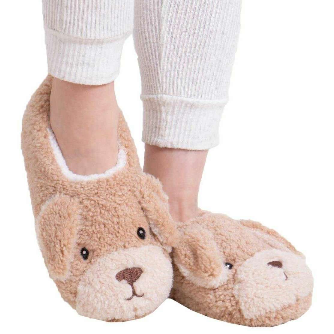 Totes Toasties Novelty Dog Full Back Slippers - Beige - Image 6