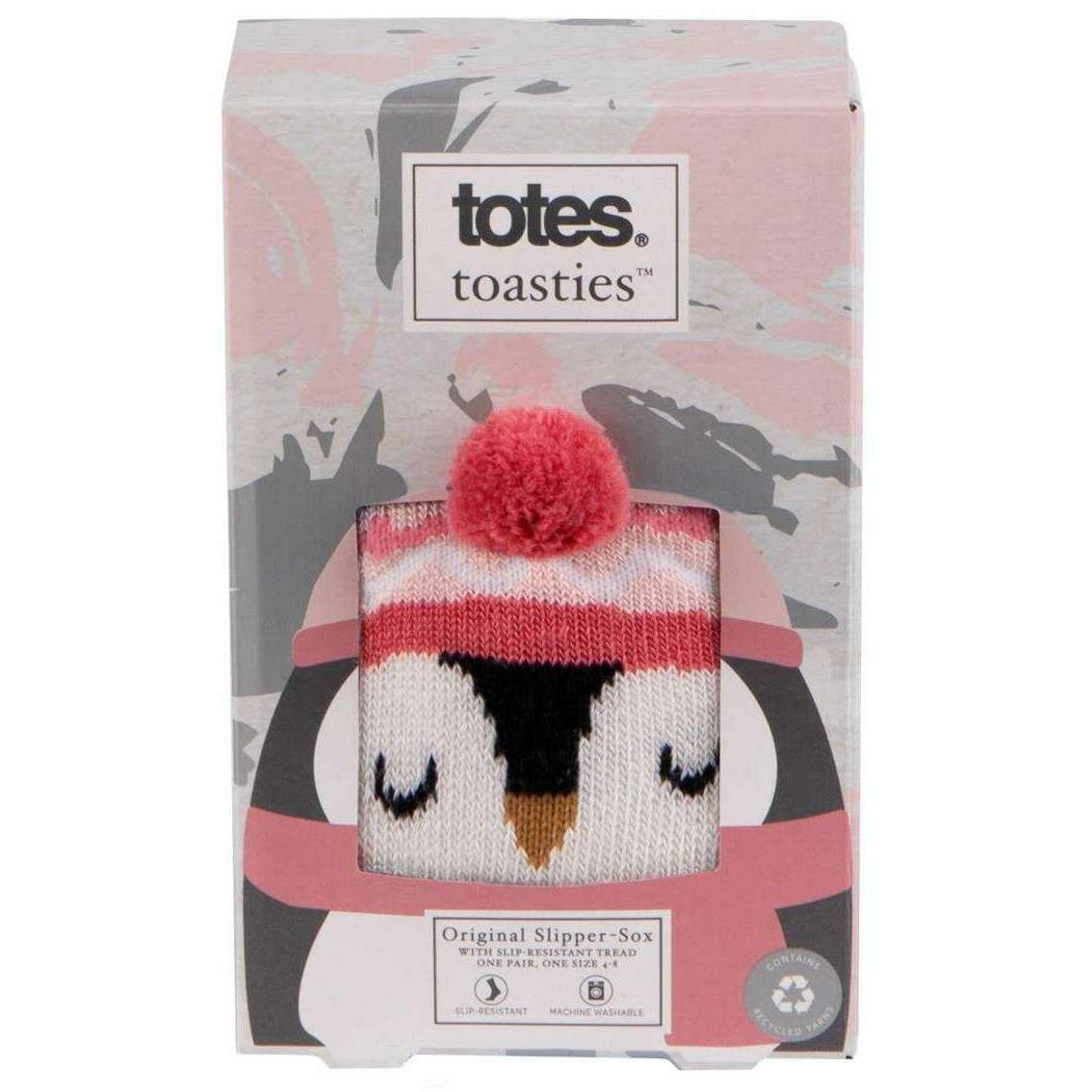 Totes Toasties Novelty Original Slipper Socks - Penguin Pink - Image 4