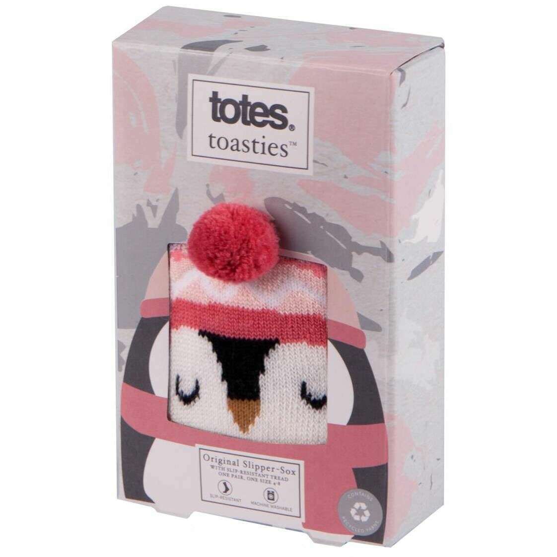 Totes Toasties Novelty Original Slipper Socks - Penguin Pink - Image 5