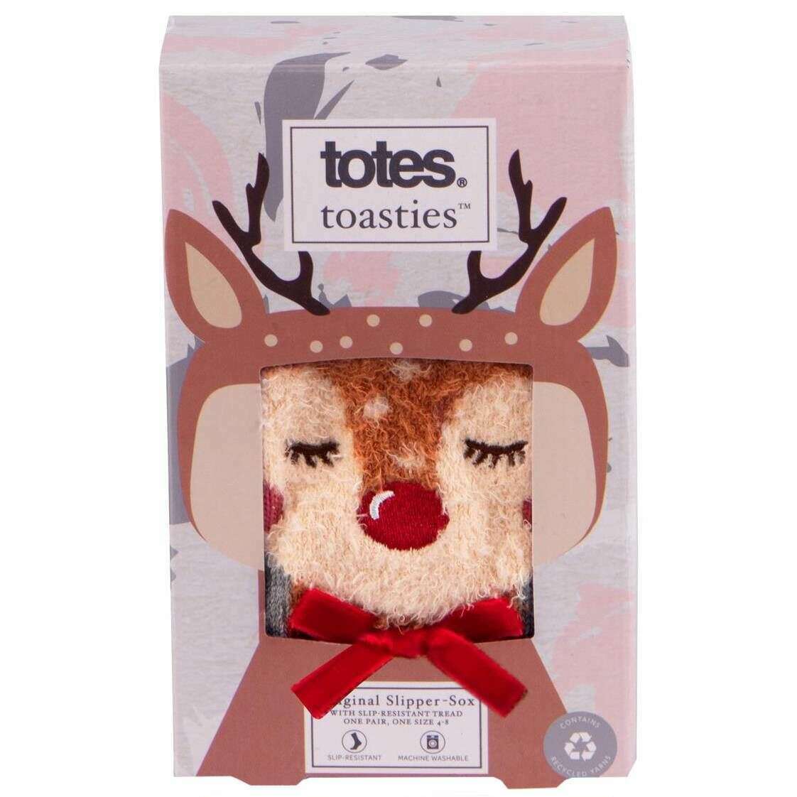 Totes Toasties Novelty Original Slipper Socks - Reindeer Grey - Image 4