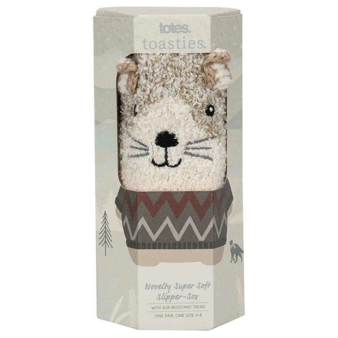 Totes Toasties Novelty Super Soft Slipper Socks - Cat Brown - Image 4