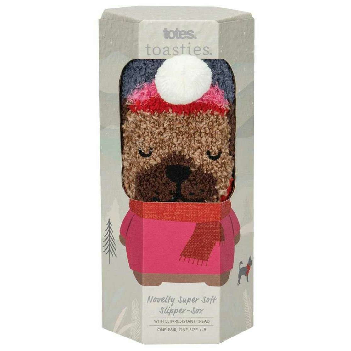 Totes Toasties Novelty Super Soft Slipper Socks - Dog Purple - Image 4