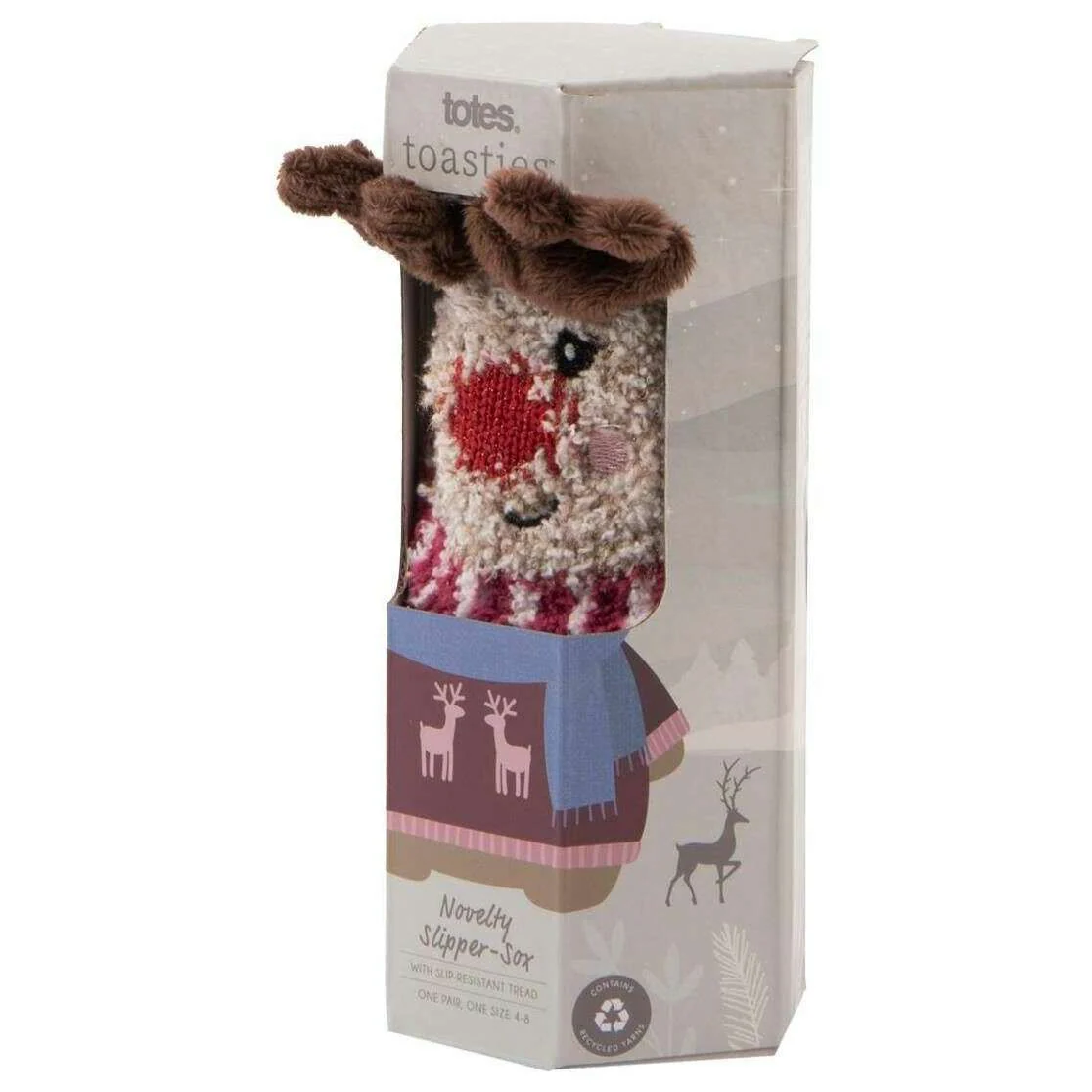 Totes Toasties Novelty Super Soft Slipper Socks - Reindeer Navy - Image 5