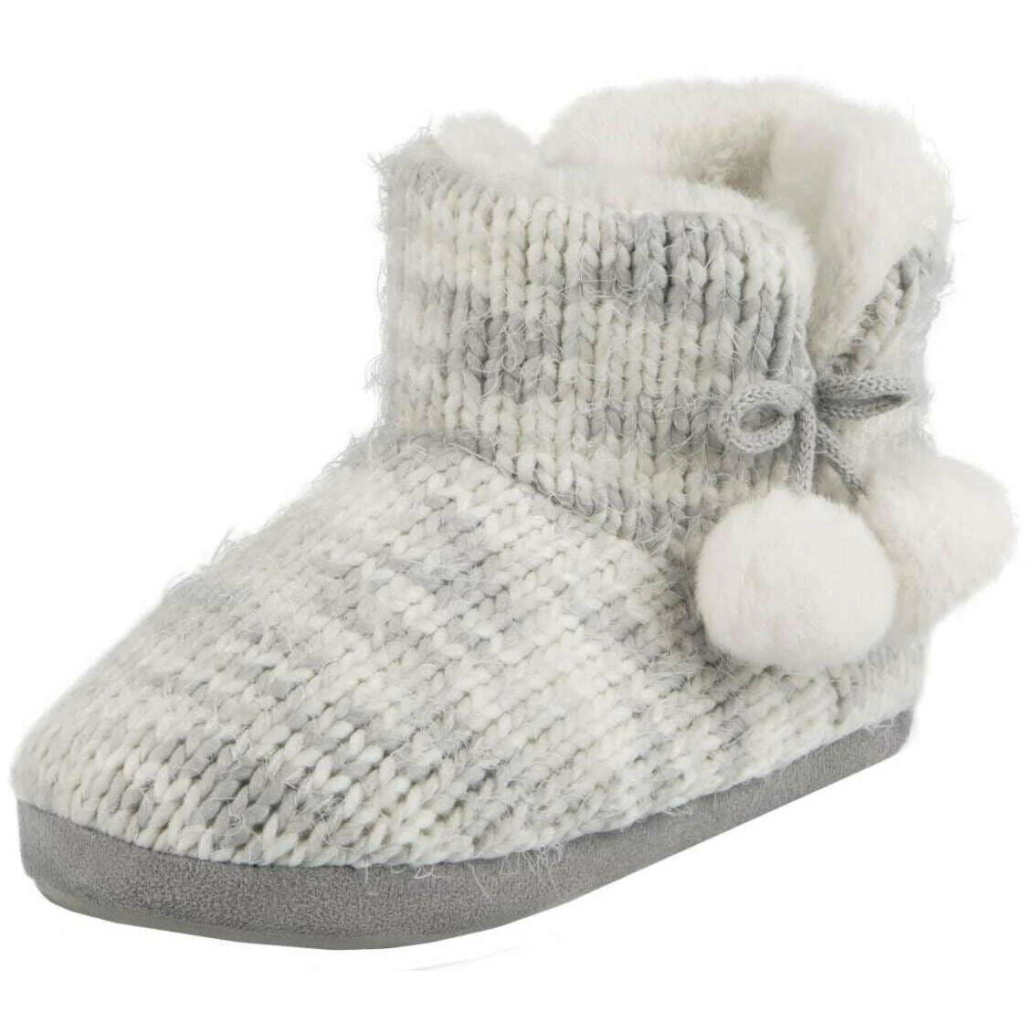Totes Toasties Space Dye Knitted Boot Slippers - Grey - Image 2