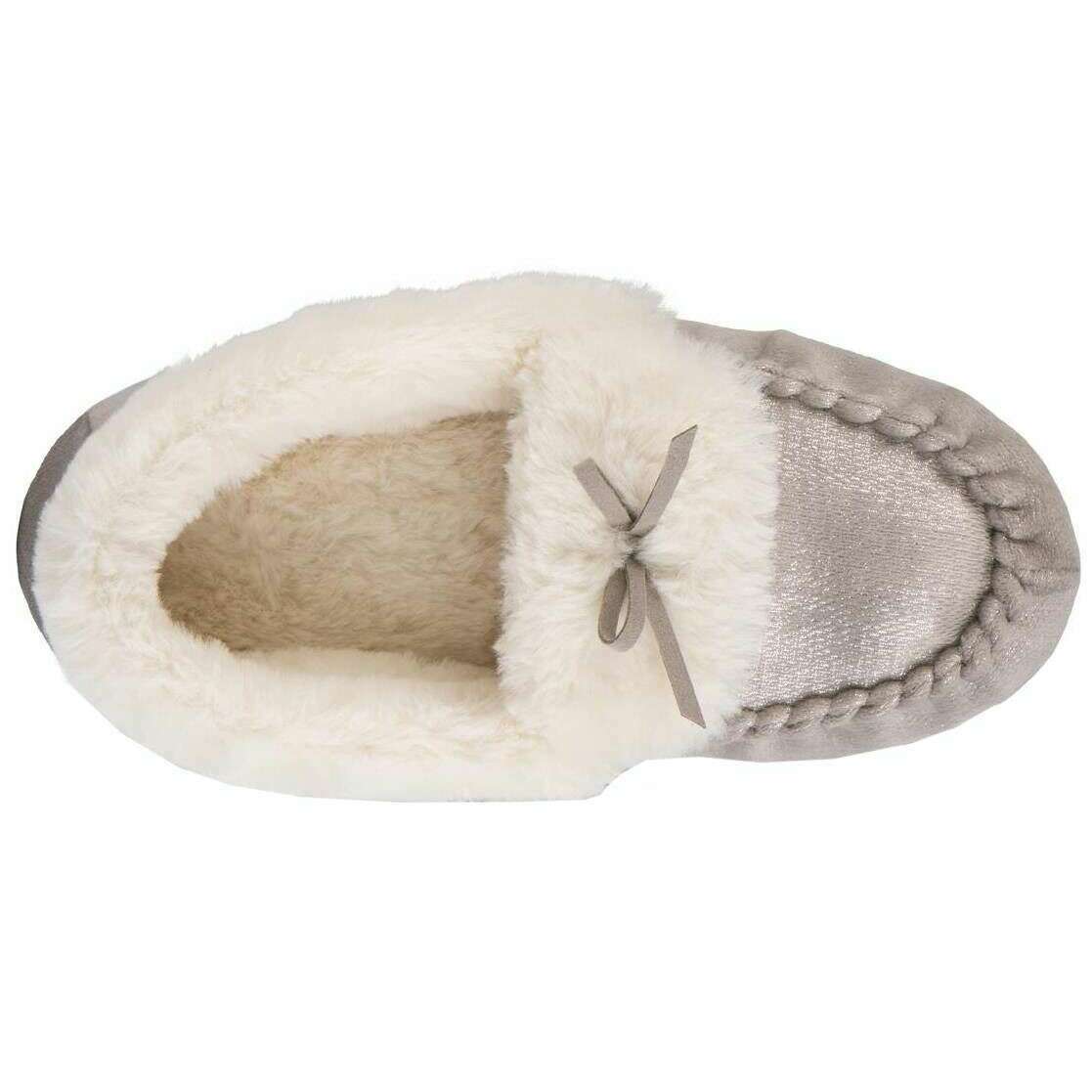 Totes Toasties Sparkle Moccasin Slippers - Grey - Image 4