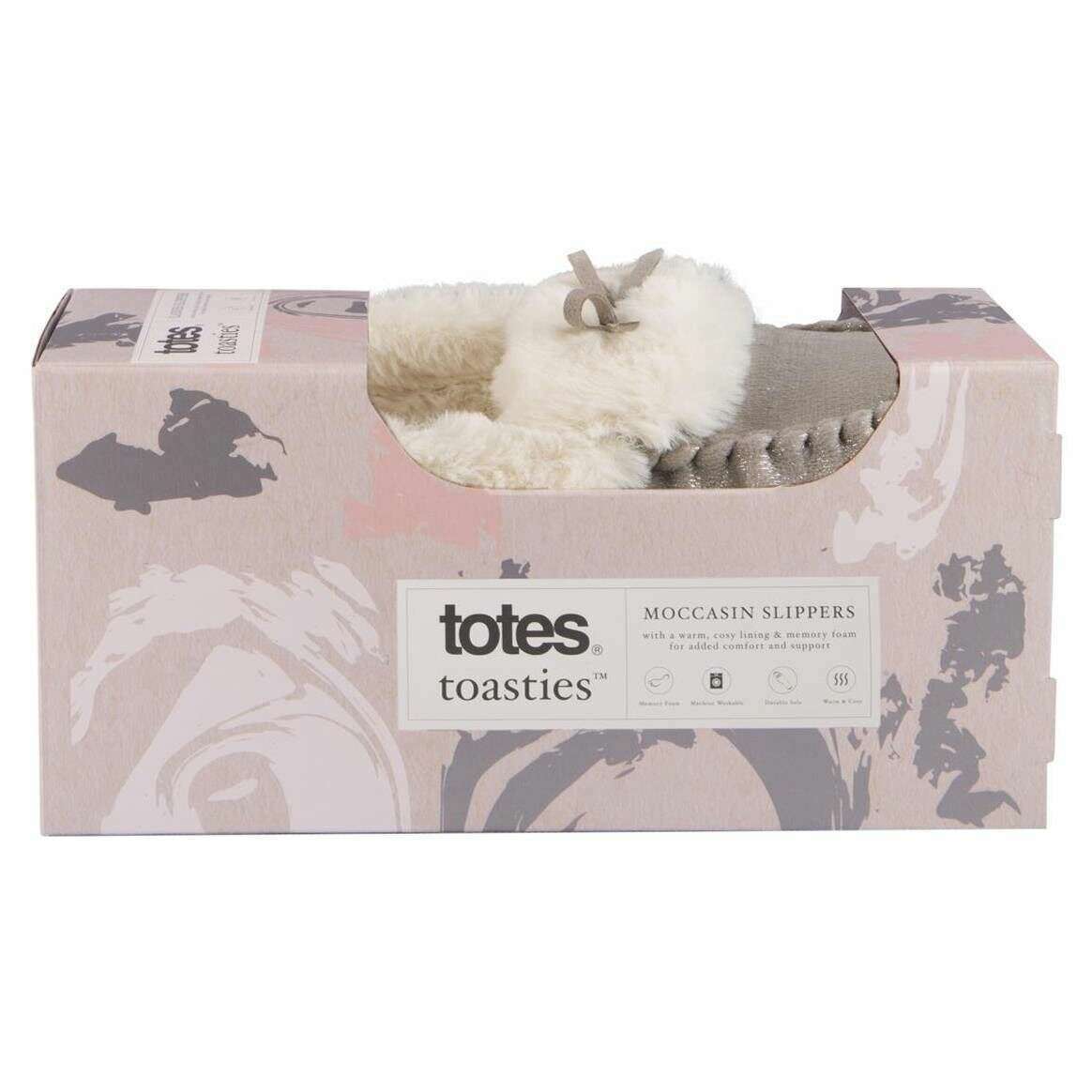 Totes Toasties Sparkle Moccasin Slippers - Grey - Image 7