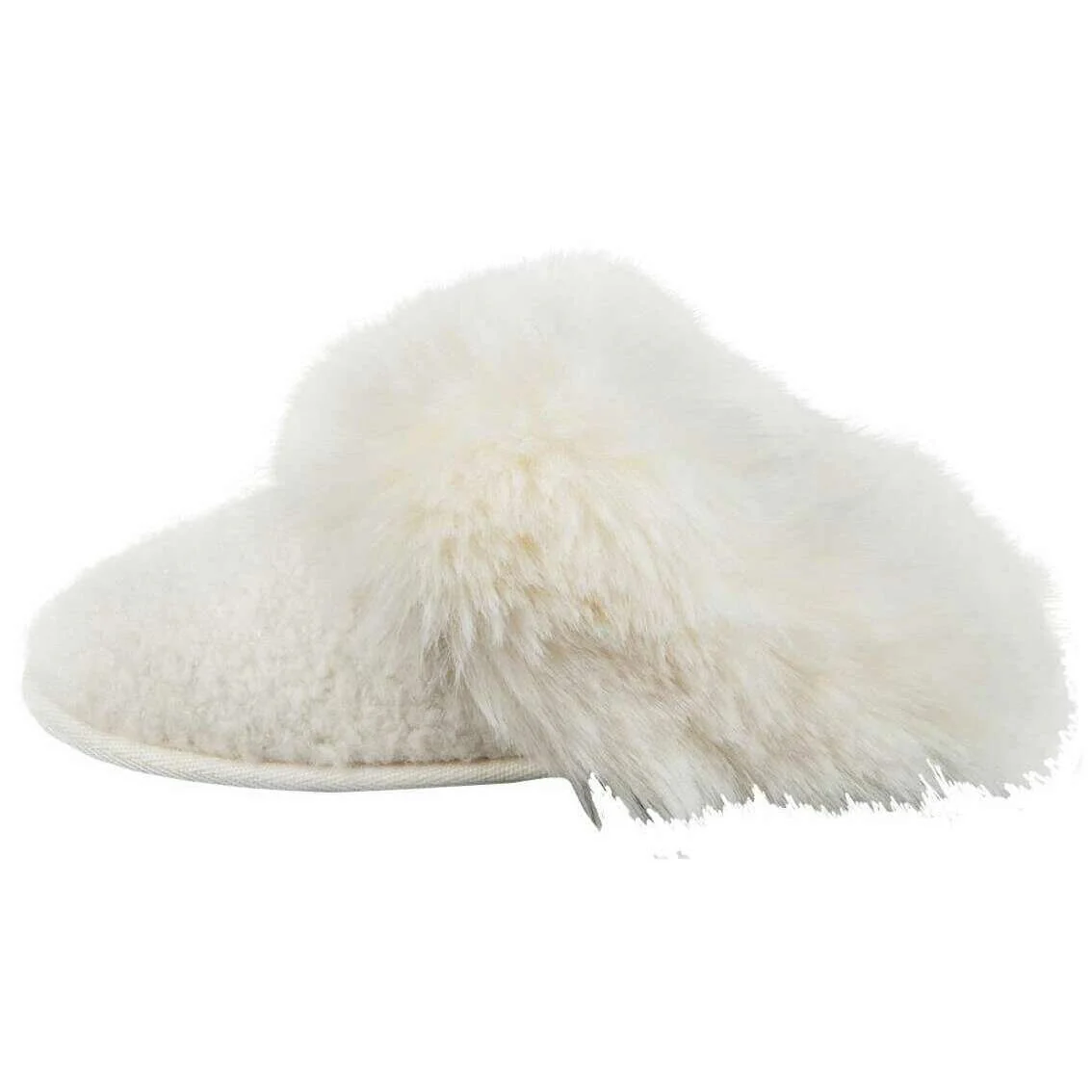 Totes Toasties Sparkle Textured Faux Fur Mule Slippers - Cream - Image 3