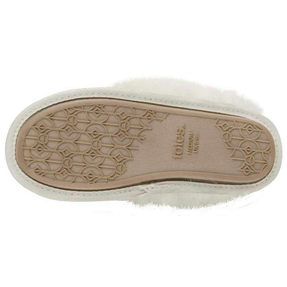 Totes Toasties Sparkle Textured Faux Fur Mule Slippers - Cream - Image 5