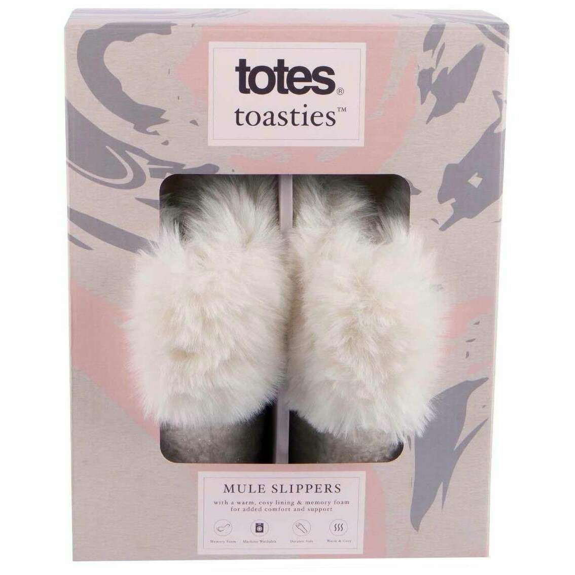Totes Toasties Sparkle Textured Faux Fur Mule Slippers - Cream - Image 7