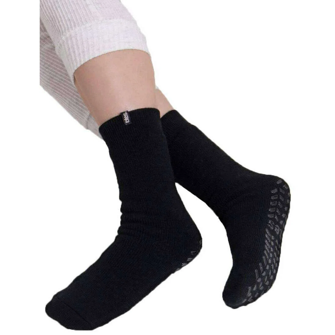 Totes Toasties Thermal Brushed Original Slipper Socks - Black - Image 3
