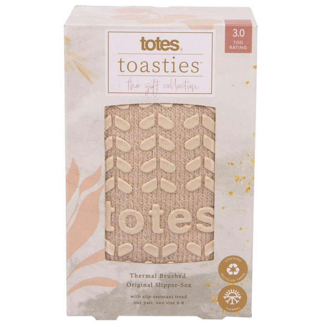 Totes Toasties Thermal Brushed Original Slipper Socks - Oat Beige - Image 4