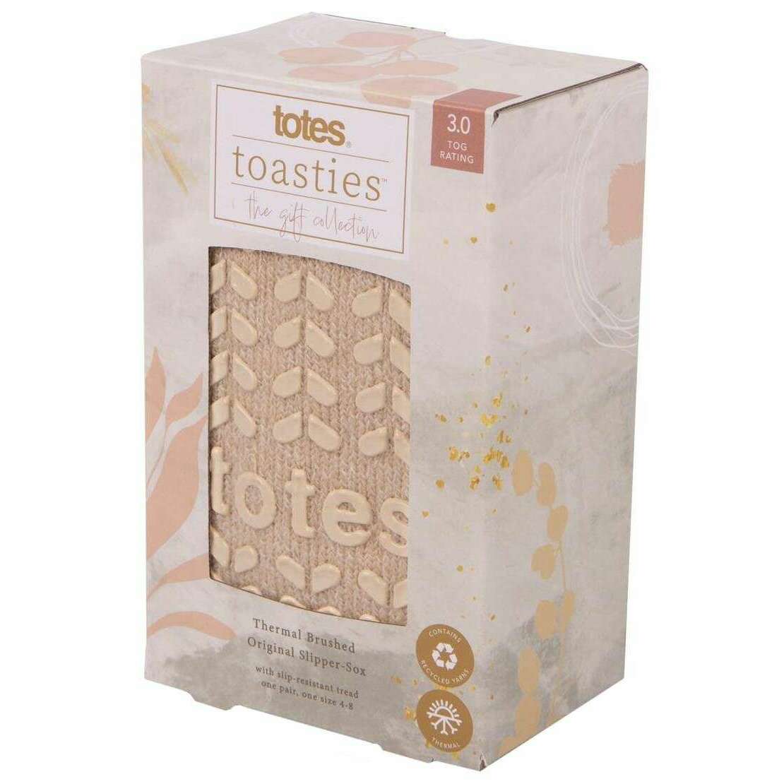 Totes Toasties Thermal Brushed Original Slipper Socks - Oat Beige - Image 5