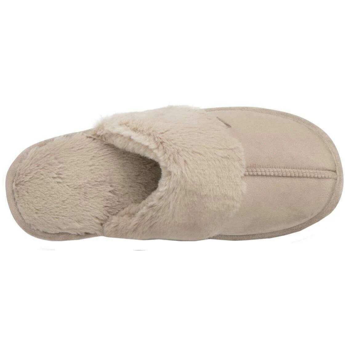 Totes Toasties Velour Mule Slippers - Taupe Beige - Image 4