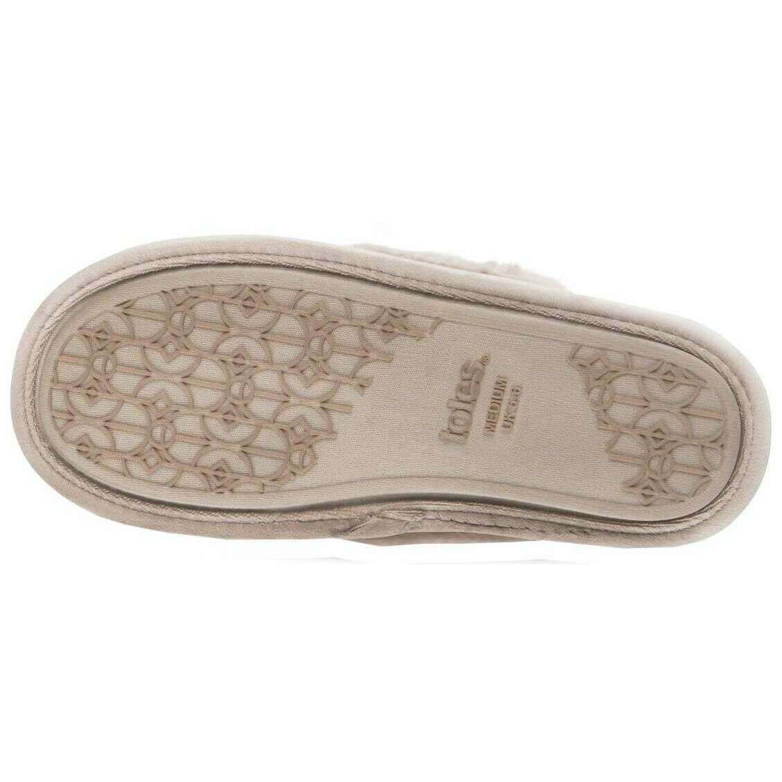 Totes Toasties Velour Mule Slippers - Taupe Beige - Image 5