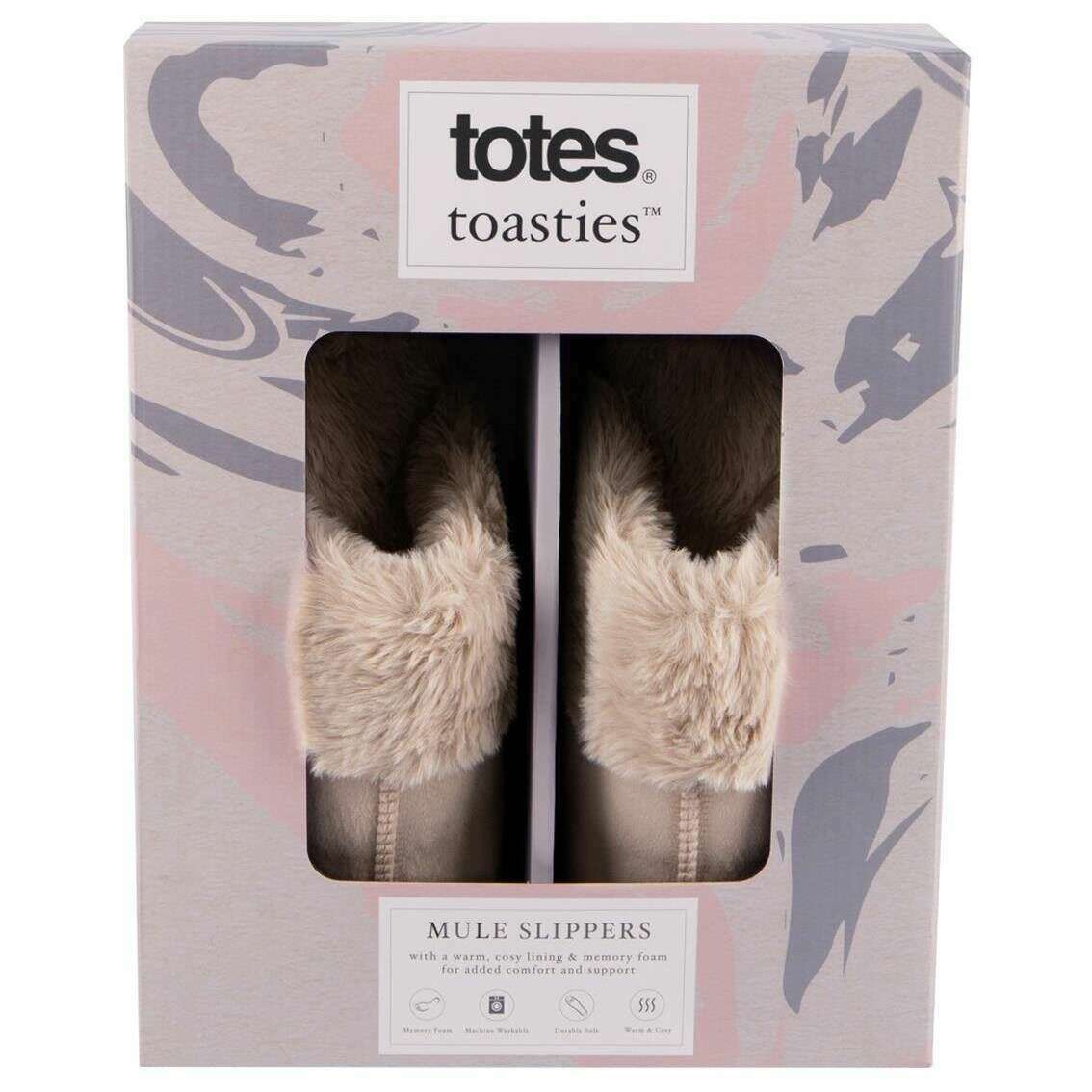 Totes Toasties Velour Mule Slippers - Taupe Beige - Image 7