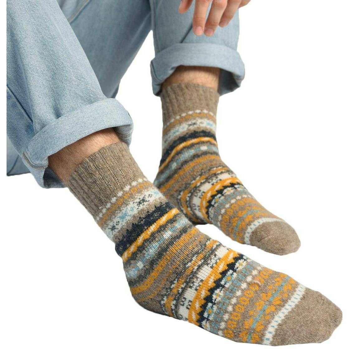 Totes Toasties Wool Blend Fair Isle Slippers Socks - Navy/Beige - Image 4