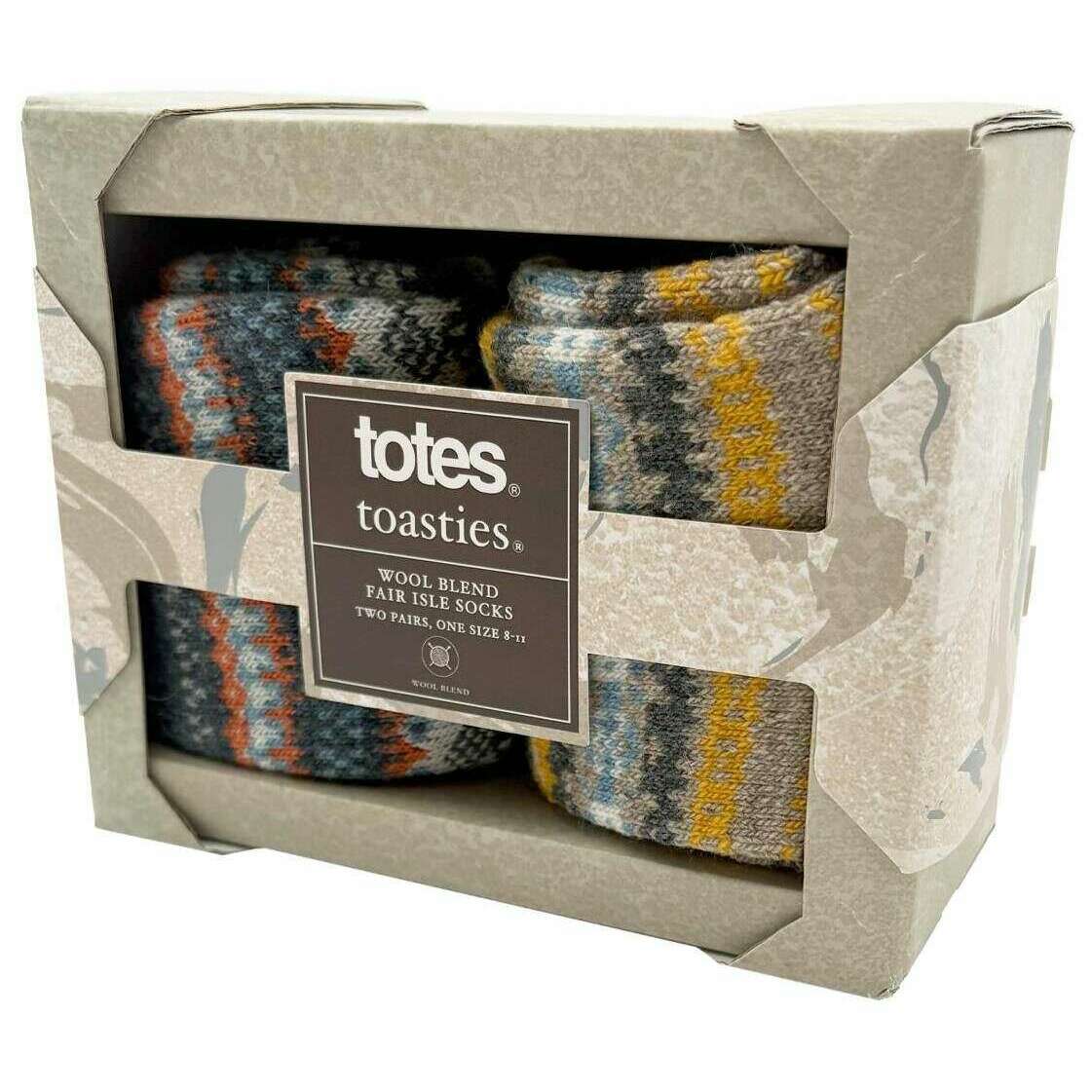 Totes Toasties Wool Blend Fair Isle Slippers Socks - Navy/Beige - Image 7