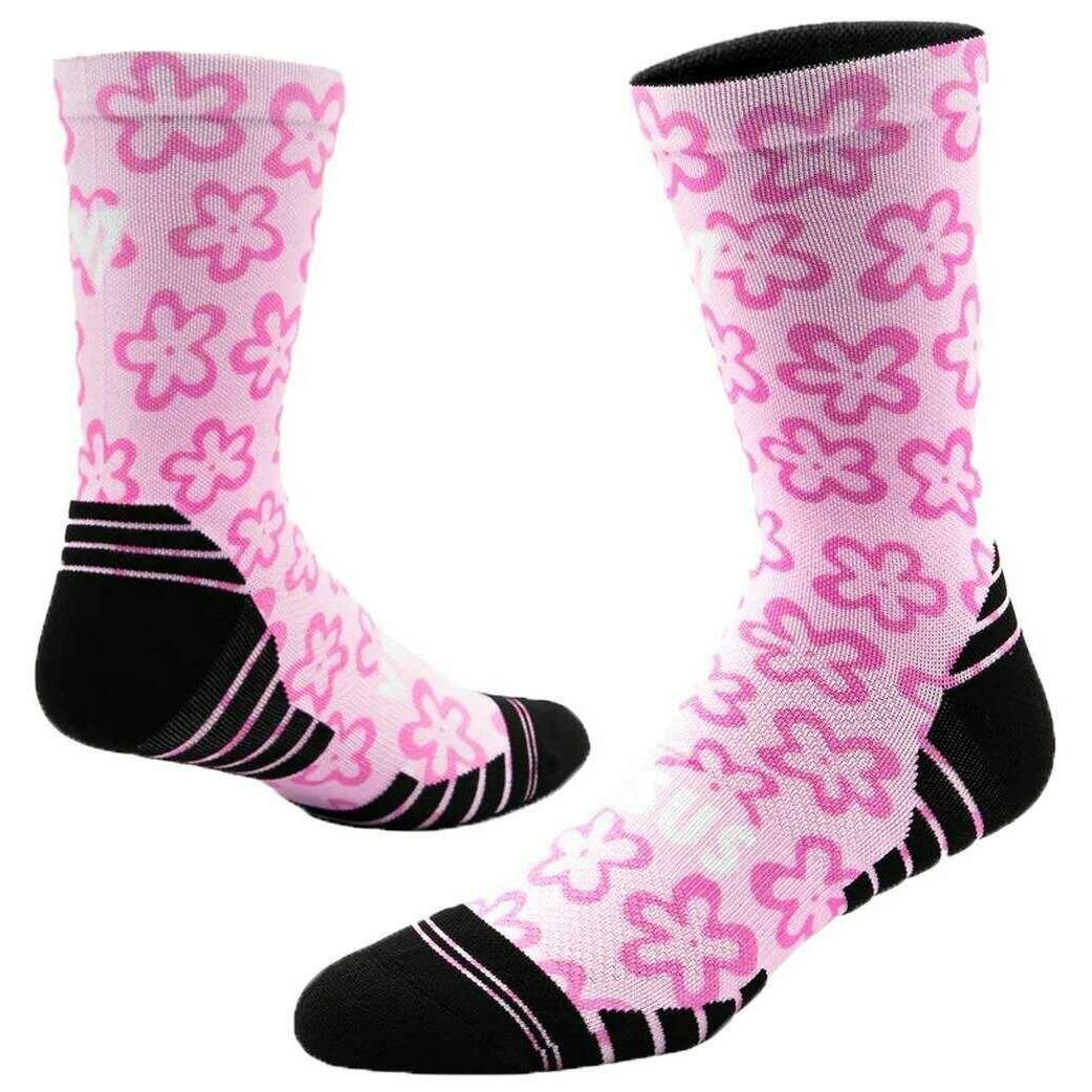 Versus Flower Power Active Crew Socks - Black/Pink