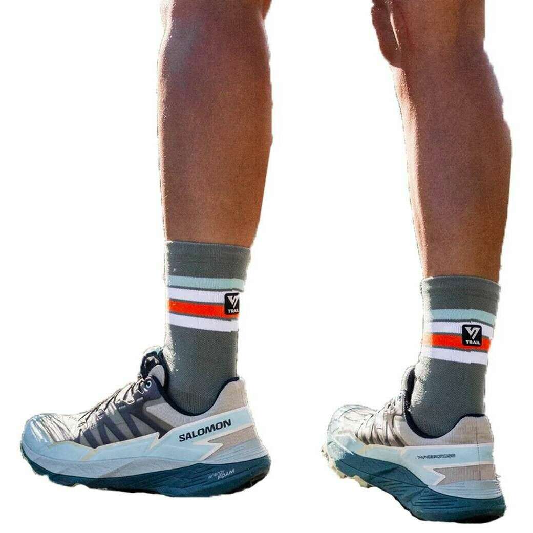 Versus Karoo Trail Running Socks - Green/Orange - Image 3