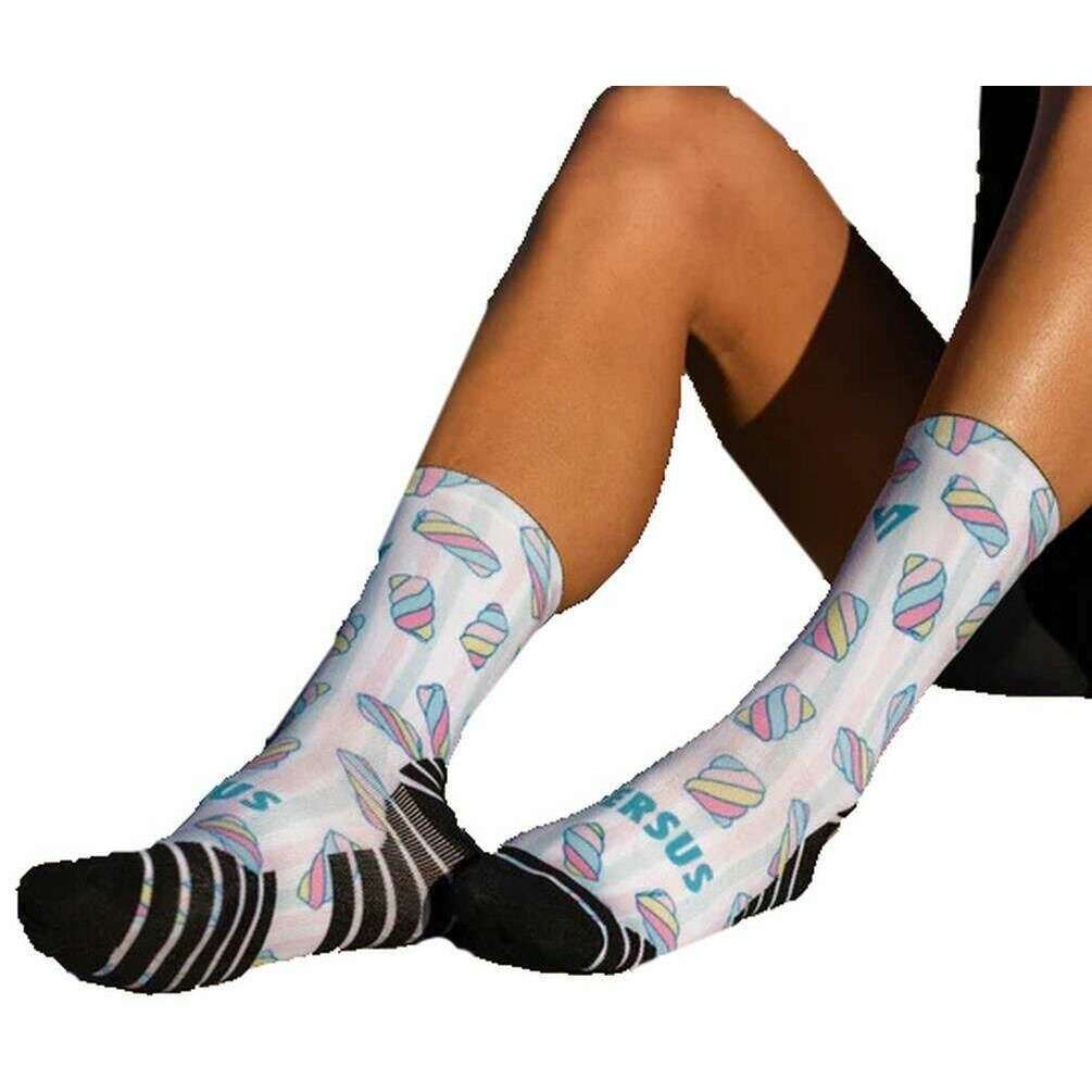 Versus Marshmallows Active Crew Socks - Black/Pink/Blue - Image 6