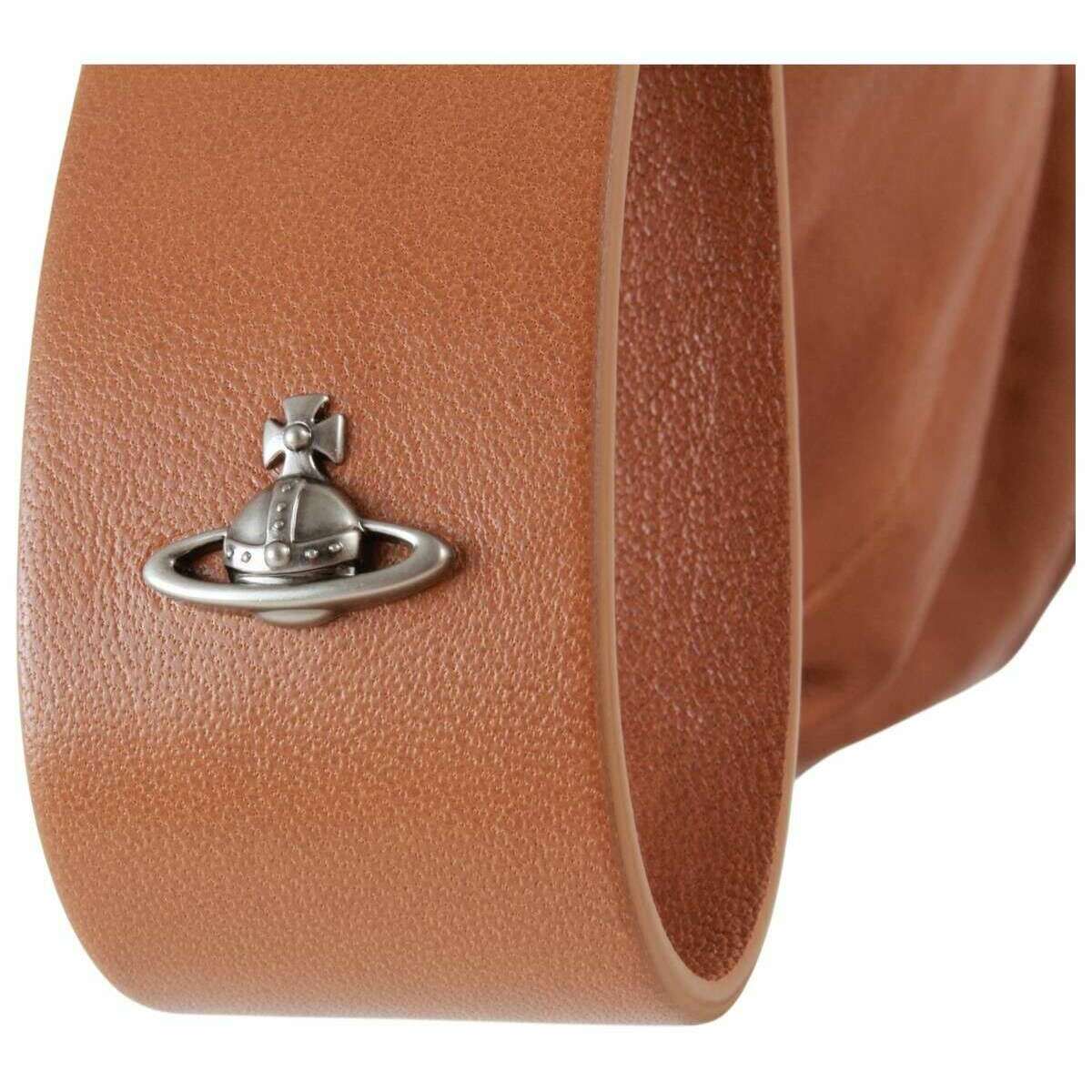 Vivienne Westwood Agnes Supple Leather Small Shoulder Bag - Honey Brown/Dark Silver - Image 6