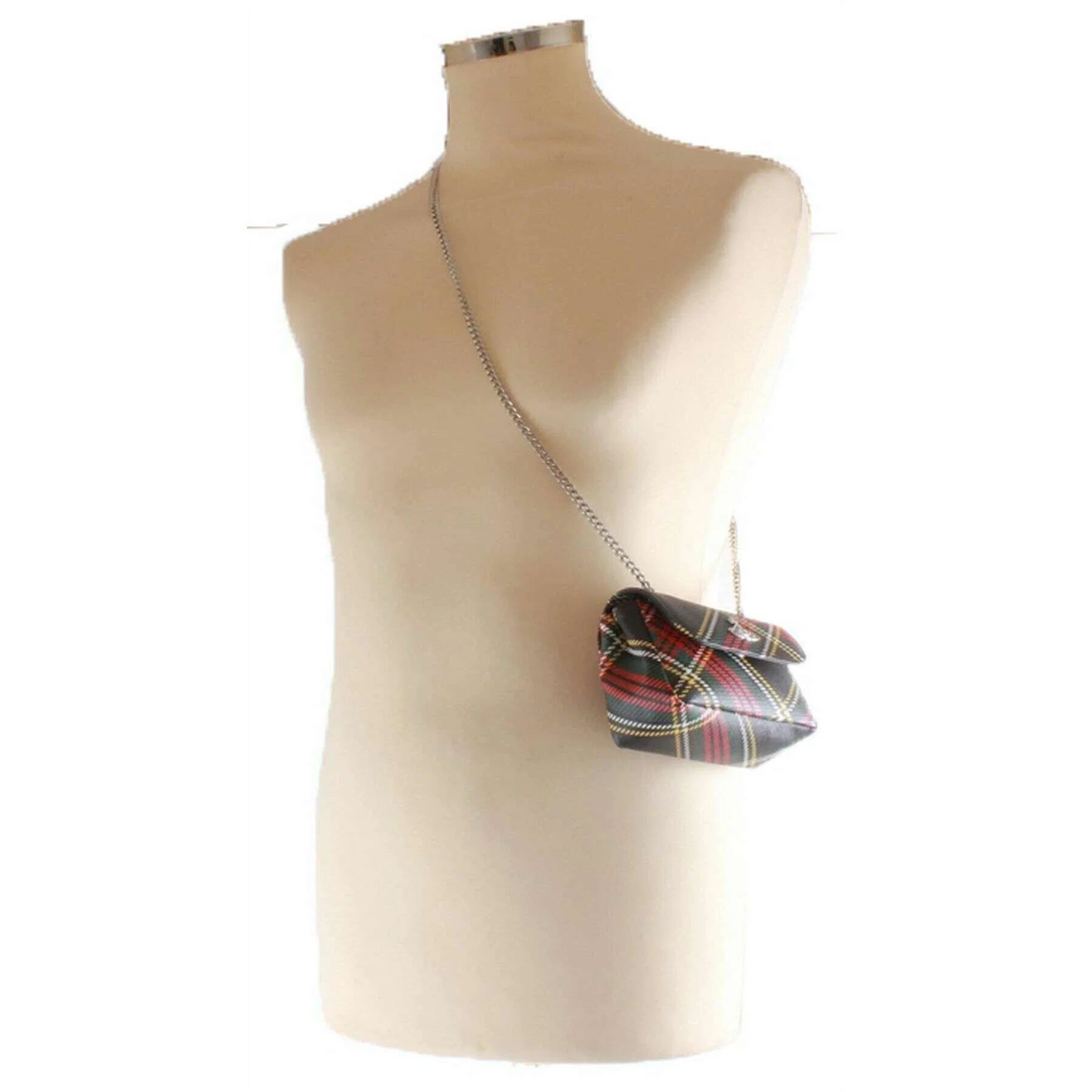 Vivienne Westwood Chelsea Tartan Small Chain Purse Bag - Black/Red/Yellow - Image 6
