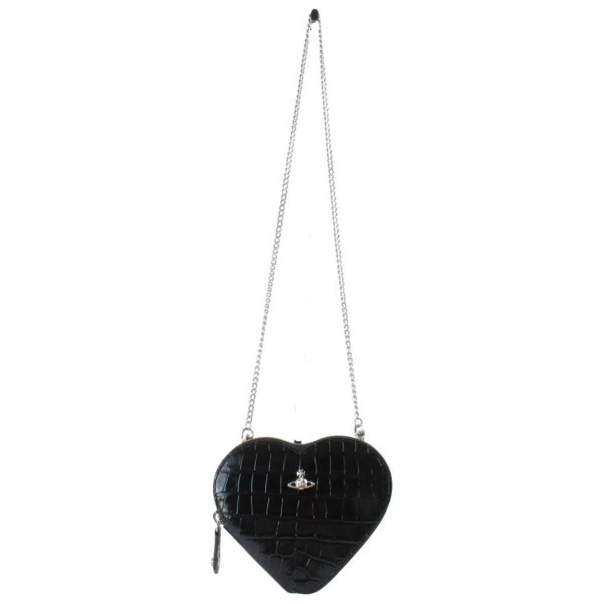 Vivienne Westwood Emboss Croc Heart Crossbody Bag - Black - Image 3