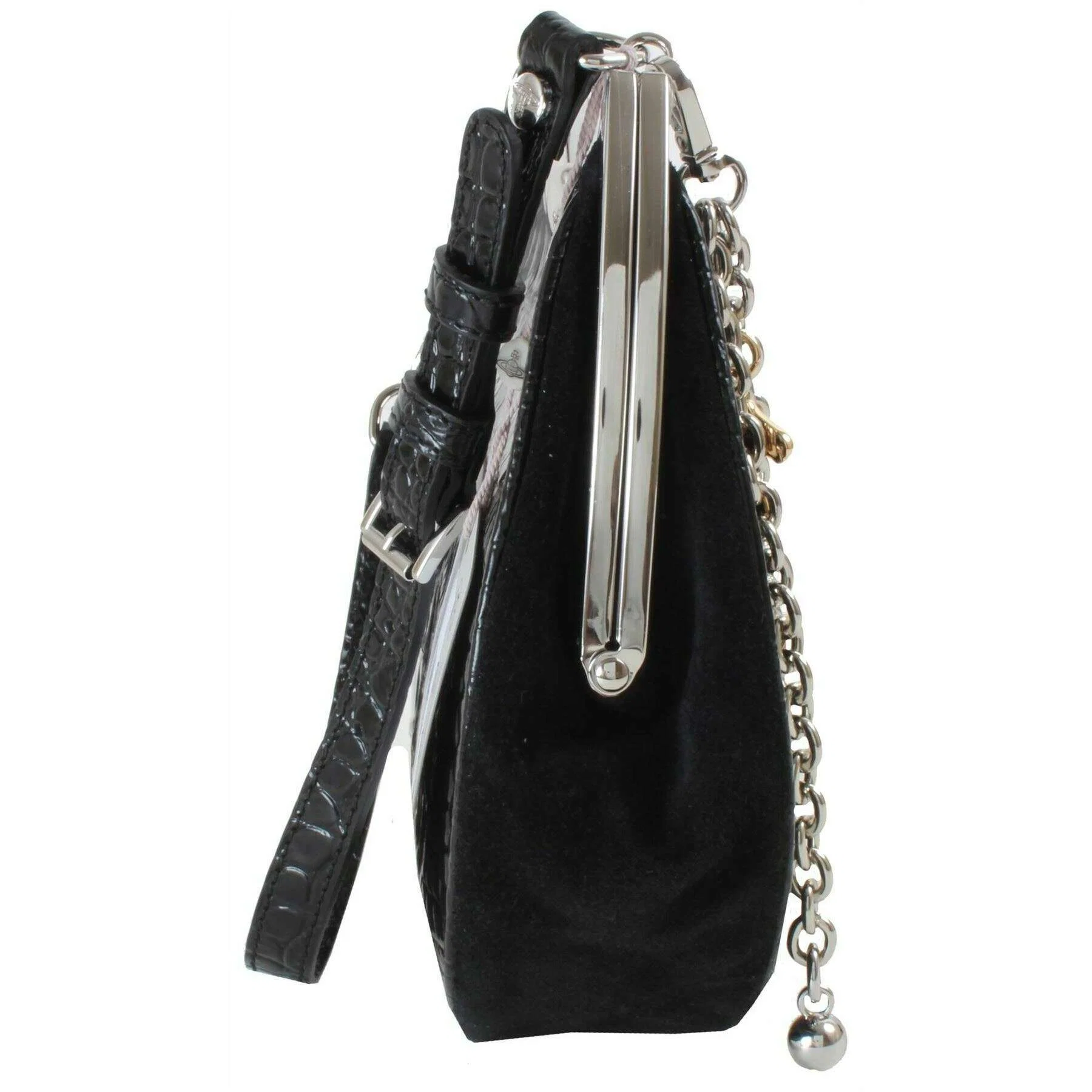 Vivienne Westwood Embossed Croc Charm Frame Purse - Black - Image 5