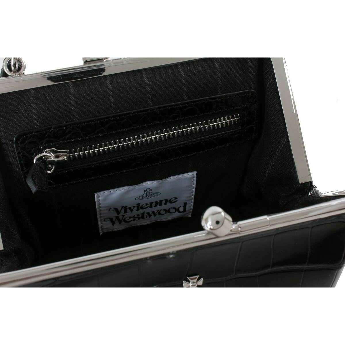 Vivienne Westwood Embossed Croc Granny Frame Purse - Black - Image 3