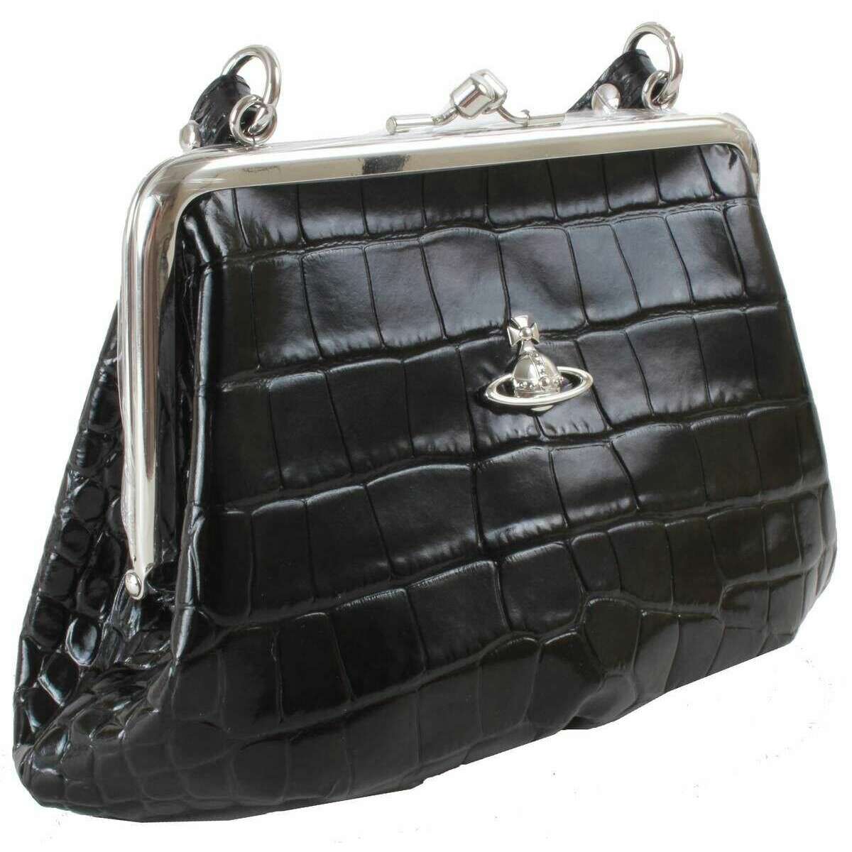 Vivienne Westwood Embossed Croc Granny Frame Purse - Black - Image 4