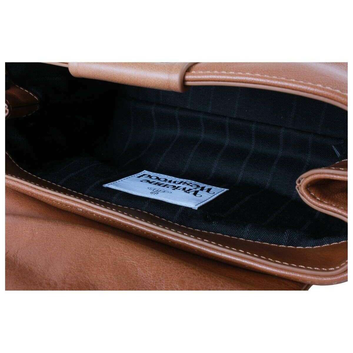 Vivienne Westwood Hazel Supple Leather Treasure Handbag - Honey Brown/Dark Silver - Image 4