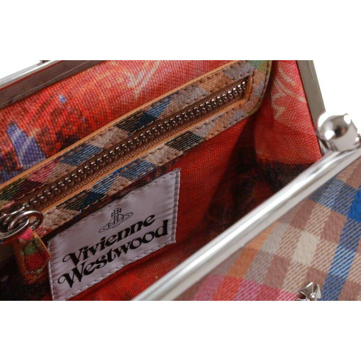 Vivienne Westwood Heather Plaid Granny Frame Purse - Beige/Pink/Blue - Image 3
