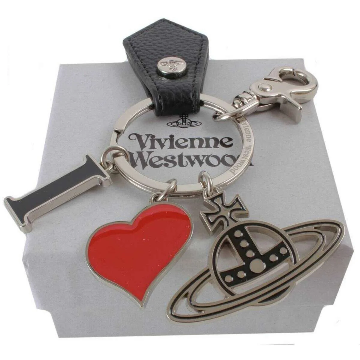 Vivienne Westwood I Love Orb Keyring - Black/Silver - Image 3