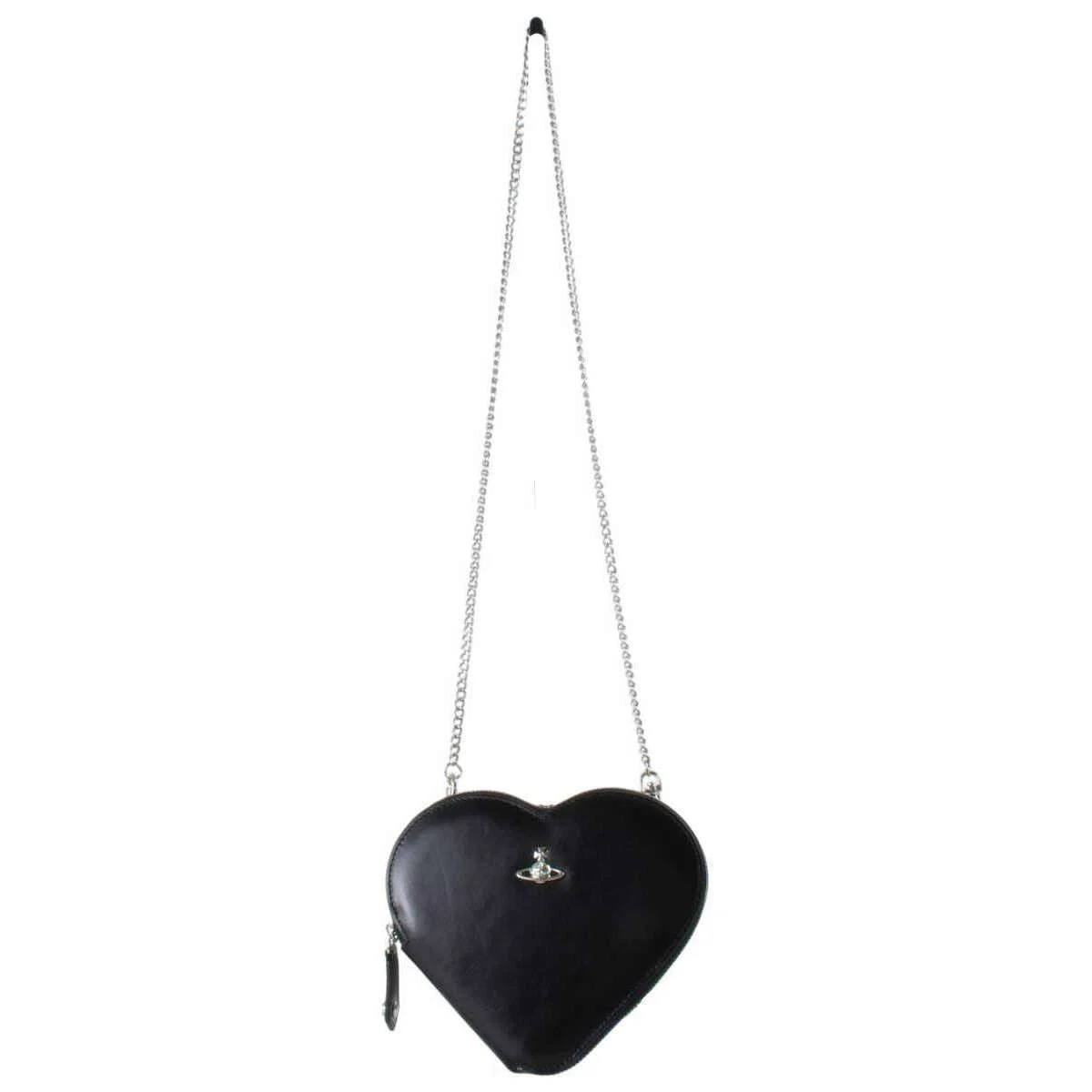 Vivienne Westwood Shiny Veget Tanned Heart Crossbody Bag - Black - Image 3