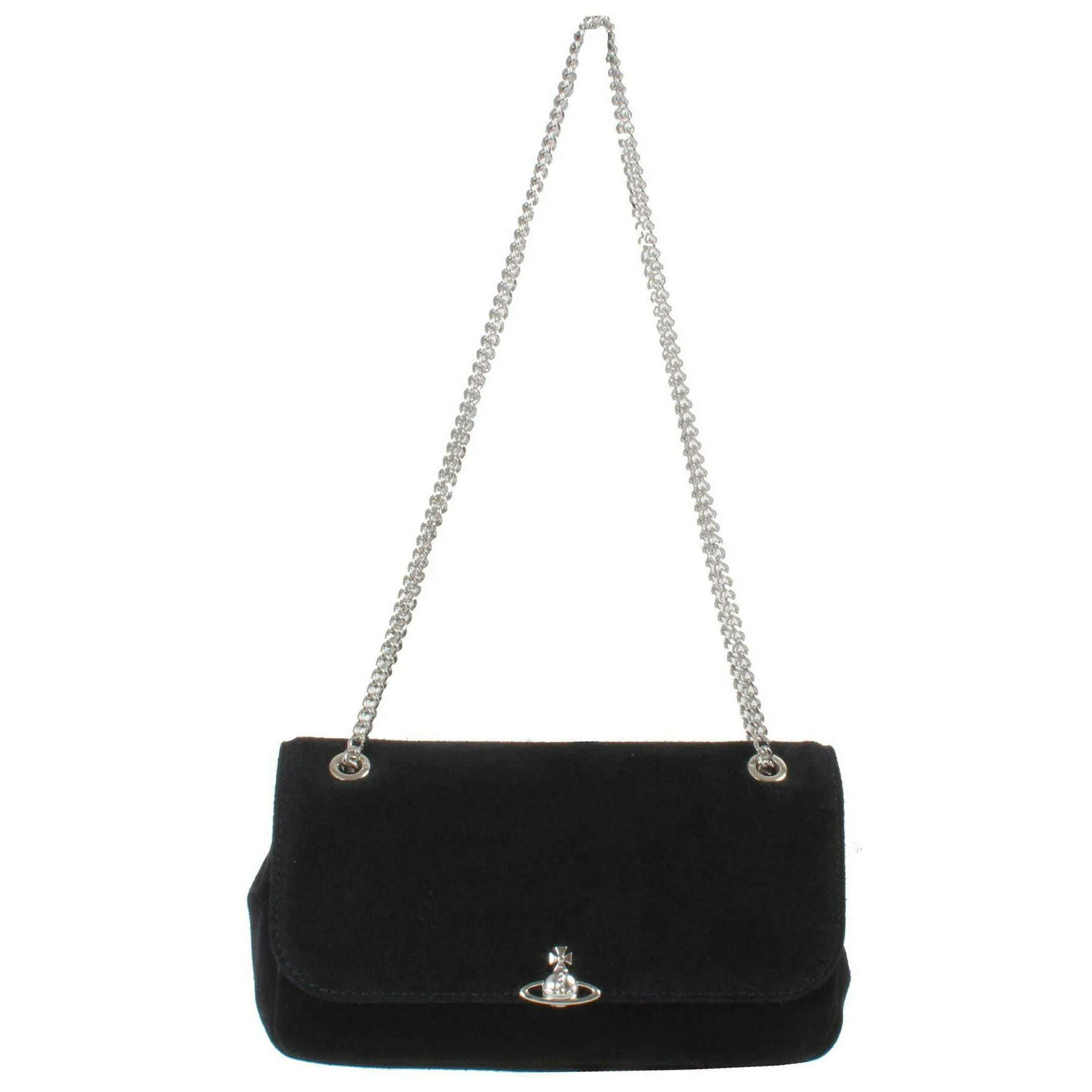 Vivienne Westwood Suede Chain Crossbody Bag - Black