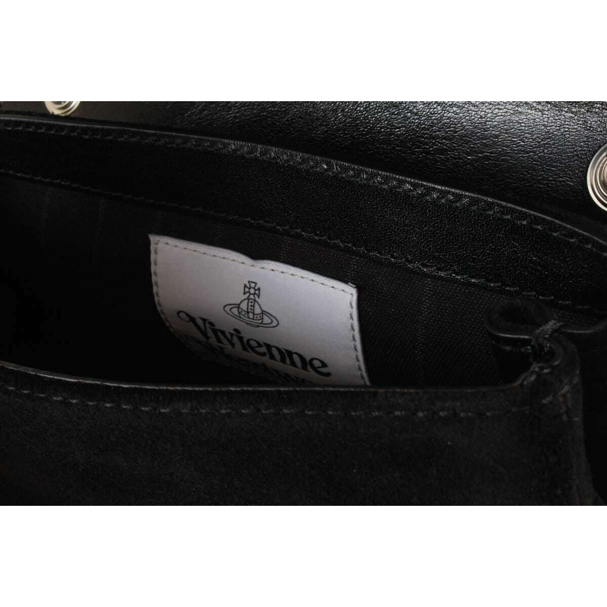 Vivienne Westwood Suede Chain Crossbody Bag - Black - Image 3