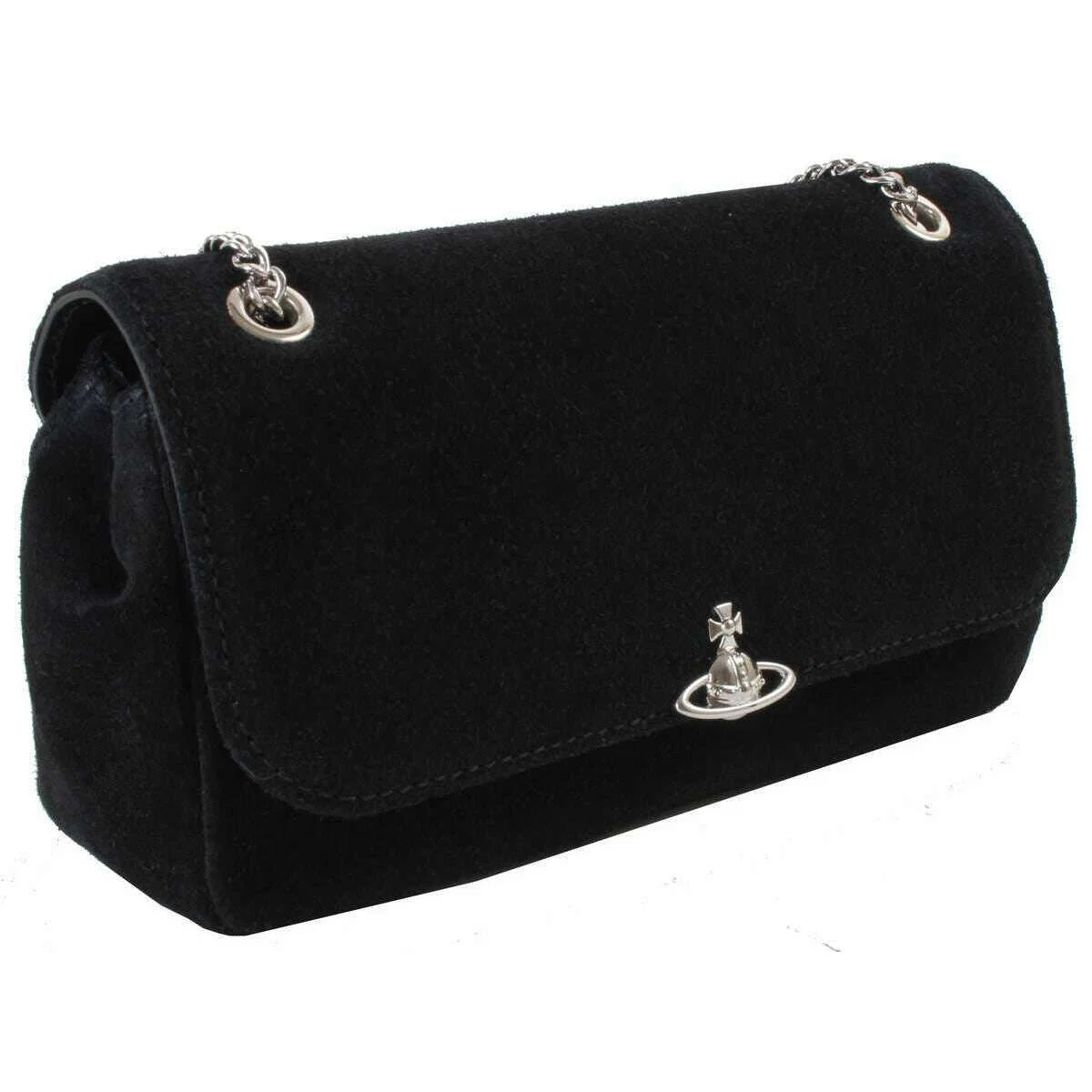 Vivienne Westwood Suede Chain Crossbody Bag - Black - Image 4