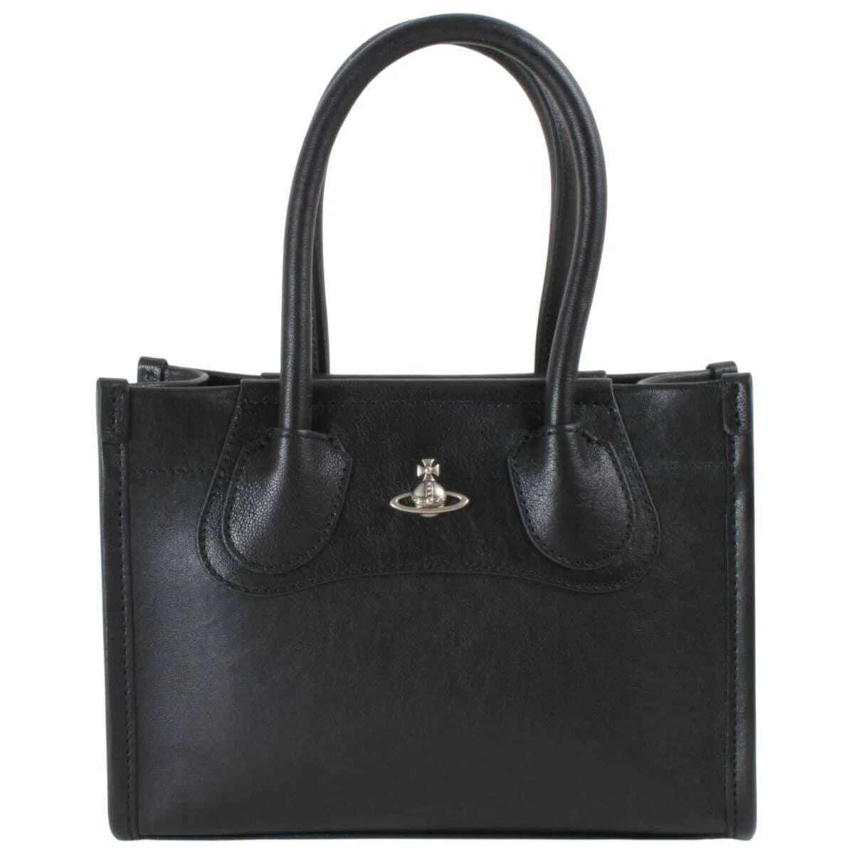 Vivienne Westwood Troy Supple Leather Small Tote Crossbody - Black/Dark Silver