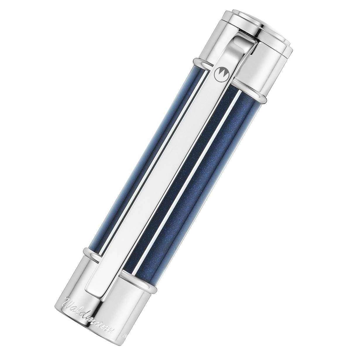 Waldmann Pens Commander 23 18ct Gold Nib Fountain Pen - Silver/Metallic Midnight Blue - Image 3