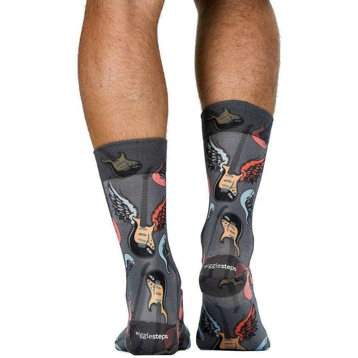 Wigglesteps Electro Guitar Socks - Grey/Red/Orange